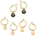 GOLD AND BLACK 3 PAIR EARRINGS SET