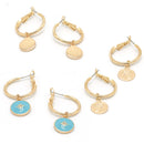 GOLD AND TURQUOISE 3 PAIR EARRINGS SET SQGN112910GT (SF7)