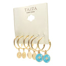 GOLD AND TURQUOISE 3 PAIR EARRINGS SET SQGN112910GT (SF7)