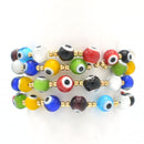 MULTICOLOR EVIL EYE STRTCH BRACELET SET