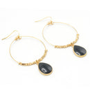 GOLD BLACK TEARDROP EARRINGS