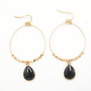 GOLD BLACK TEARDROP EARRINGS