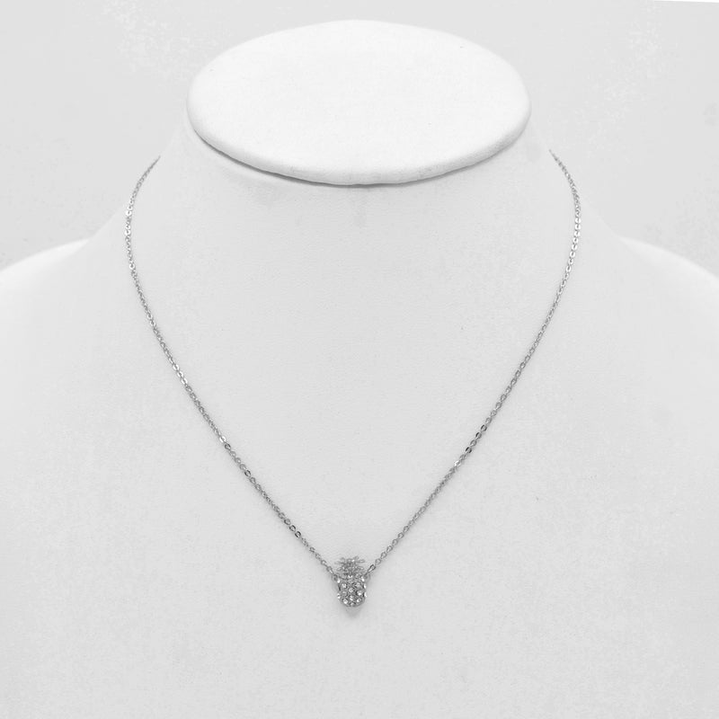 SILVER PINEAPPLE CRYSTAL SHORT PENDANT NECKLACE