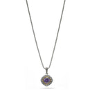 AMETHYST CRYSTAL SILVER FILIGREE PENDANT NECKLACE