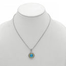 AQUA BLUE CRYSTAL SILVER FILIGREE PENDANT NECKLACE