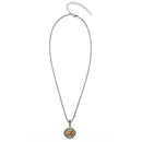 CHAMPAGNE CRYSTAL SILVER FILIGREE PENDANT NECKLACE