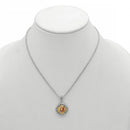 CHAMPAGNE CRYSTAL SILVER FILIGREE PENDANT NECKLACE