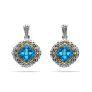 AQUA BLUE CRYSTAL SILVER FILIGREE EARRINGS