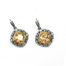 CHAMPAGNE CRYSTAL SILVER FILIGREE EARRINGS