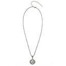 CLEAR CRYSTAL SILVER FILIGREE PENDANT NECKLACE