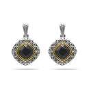 BLACK CRYSTAL SILVER FILIGREE EARRINGS