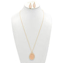 GOLD CHAMPAGNE CRYSTAL PENDANT NECKLACE AND EARRINGS SET