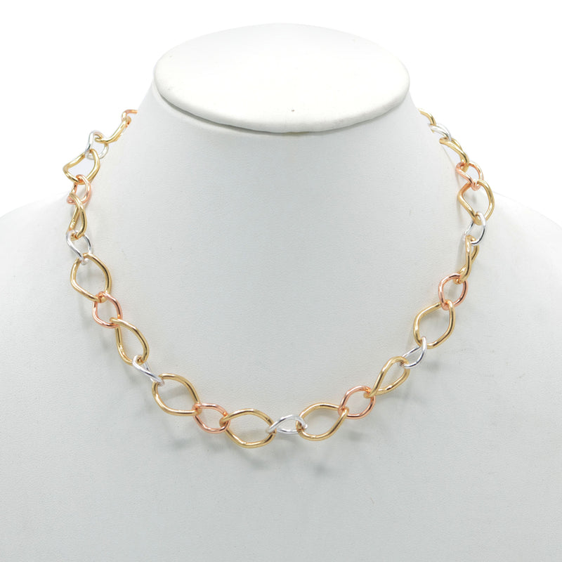 TRI TONE THICK LINK CHAIN NECKLACE