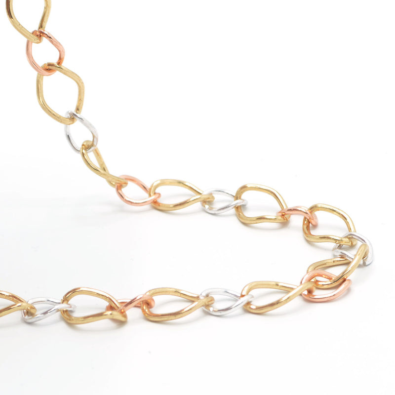 TRI TONE THICK LINK CHAIN NECKLACE
