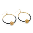 GOLD BALL AND BLACK BEADS DROP EARRINGS