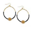 GOLD BALL AND BLACK BEADS DROP EARRINGS