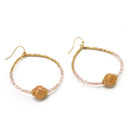 GOLD BALL AND CREAM BEADS DROP EARRINGS