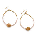 GOLD BALL AND CREAM BEADS DROP EARRINGS