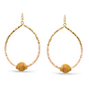 GOLD BALL AND CREAM BEADS DROP EARRINGS