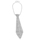 RHINESTONE CRYSTAL TIE LONG TASSEL NECKLACE