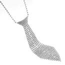 RHINESTONE CRYSTAL TIE LONG TASSEL NECKLACE