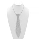 RHINESTONE CRYSTAL TIE LONG TASSEL NECKLACE