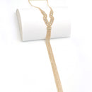 GOLD RHINESTONE MULTI LAYERED 48" INCH LONG TASSEL NECKLACE