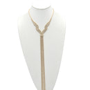 GOLD RHINESTONE MULTI LAYERED 48" INCH LONG TASSEL NECKLACE