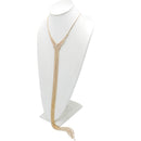 GOLD RHINESTONE MULTI LAYERED 48" INCH LONG TASSEL NECKLACE