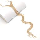 GOLD RHINESTONE MULTI LAYERED 48" INCH LONG TASSEL NECKLACE