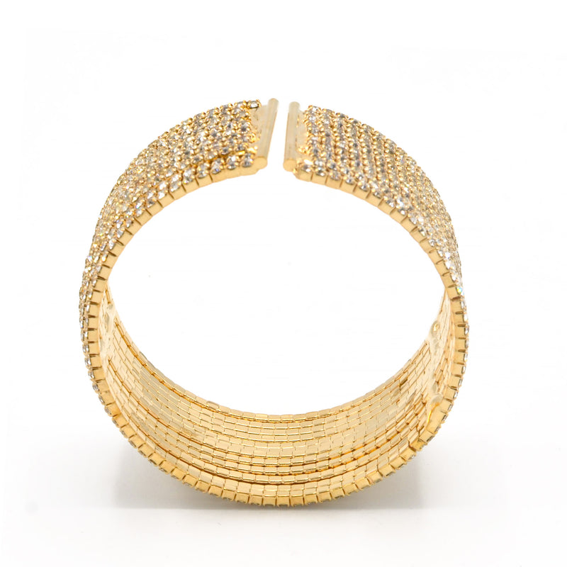 GOLD 12 ROW CRYSTAL COIL MEMORY WIRE BRACELET