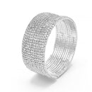 SILVER 12 ROW CRYSTAL COIL MEMORY WIRE BRACELET