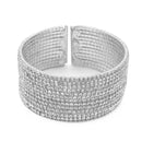 SILVER 12 ROW CRYSTAL COIL MEMORY WIRE BRACELET