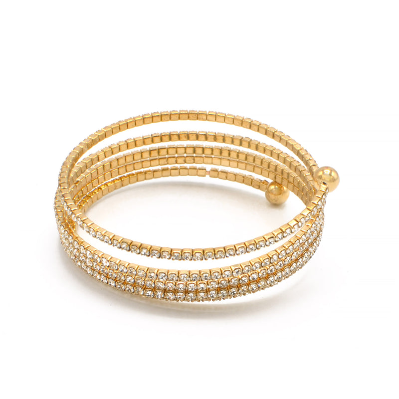 GOLD CRYSTAL COIL MEMORY WIRE BRACELET