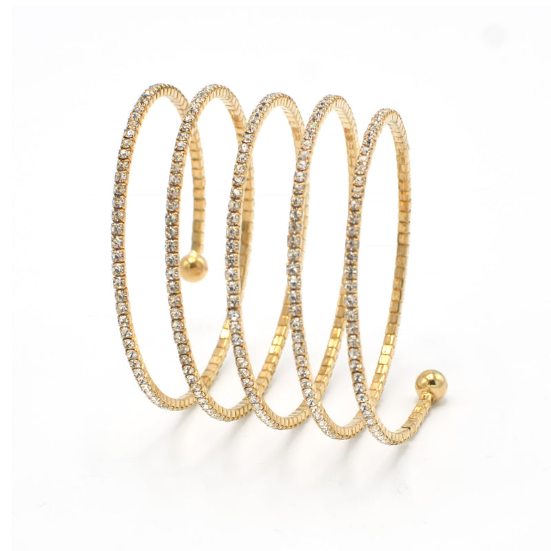 GOLD CRYSTAL COIL MEMORY WIRE BRACELET