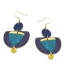 GOLD TURQUOISE BLUE PATINA DROP EARRINGS