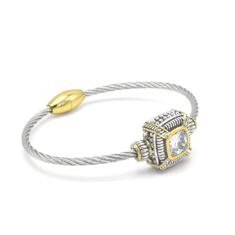 TWO-TONE CLEAR CRYSTAL CLASSIC CABLE BRACELET
