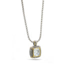 TWO TONE CLEAR CRYSTAL SQUARE PENDANT BOX CHAIN NECKLACE