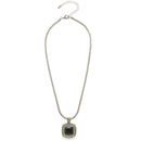TWO TONE BLACK CRYSTAL SQUARE PENDANT BOX CHAIN NECKLACE