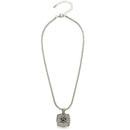 TWO TONE BLACK CRYSTAL SQUARE PENDANT BOX CHAIN NECKLACE