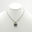 TWO TONE BLACK CRYSTAL SQUARE PENDANT BOX CHAIN NECKLACE