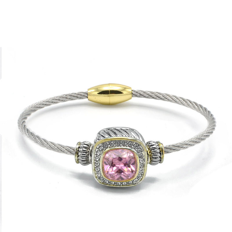 TWO TONE ROSE CRYSTAL CLASSIC CABLE BRACELET