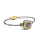 TWO TONE AMETHYST CRYSTAL CLASSIC CABLE BRACELET