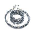 GREY PEARL CRYSTAL CHOKER NECKLACE AND BRACELET SET