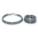 GREY PEARL CRYSTAL CHOKER NECKLACE AND BRACELET SET
