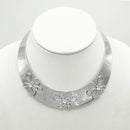 RHODIUM CRYSTAL FLOWER CHOKER NECKLACE