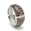 SILVER BLACK AND BROWN ENAMEL ZEBRA CUFF BRACELET