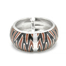 SILVER BLACK AND BROWN ENAMEL ZEBRA CUFF BRACELET