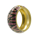 GOLD BLACK AND PINK ENAMEL ZEBRA CUFF BRACELET