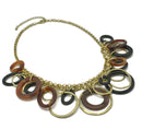 GOLD BROWN AND BLACK CIRCLE CHARM NECKLACE